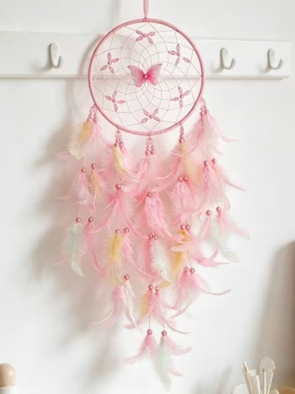 Pink Butterfly Dream Catcher Stuffing and delicate